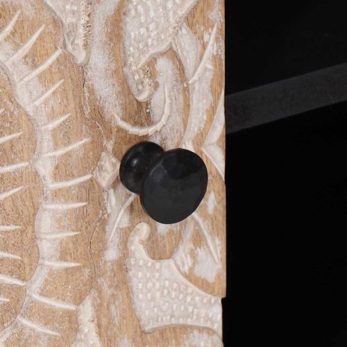 ТВ шкаф Бяло 105 x 33,5 x 46 см Солидно мангово дърво