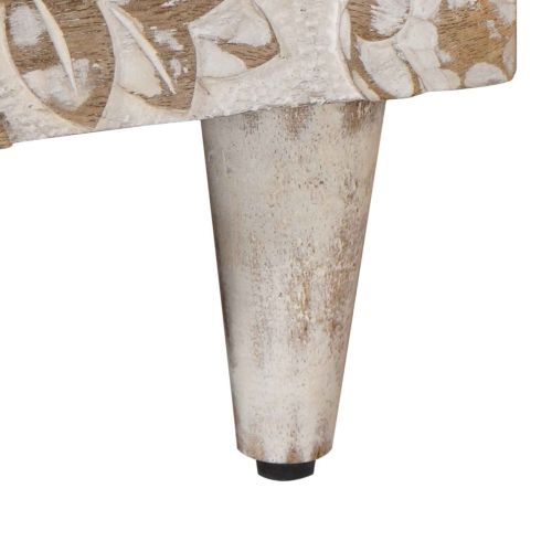 Масичка за кафе Бяло 80 x 50 x 40 cm Солидно мангово дърво