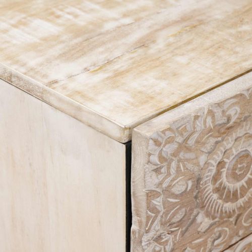 Леглов шкаф Бяло 50 x 33 x 60 см Солидно мангово дърво