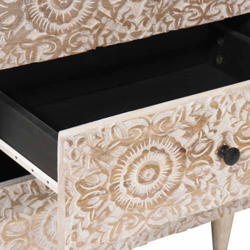 Леглов шкаф Бяло 50 x 33 x 60 см Солидно мангово дърво