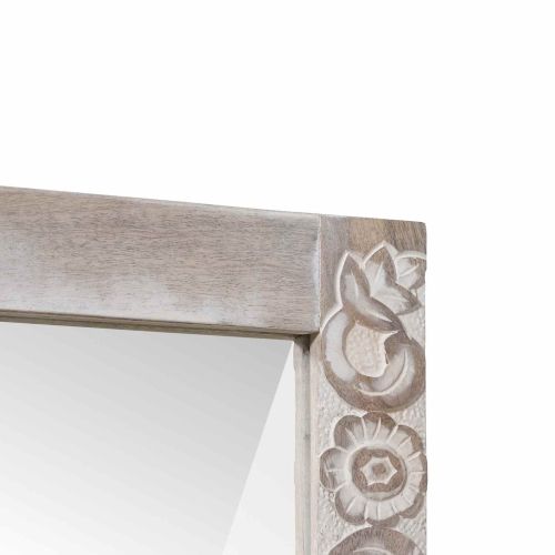 Стенни огледала Бяло 70 x 50 cm Солидно мангово дърво