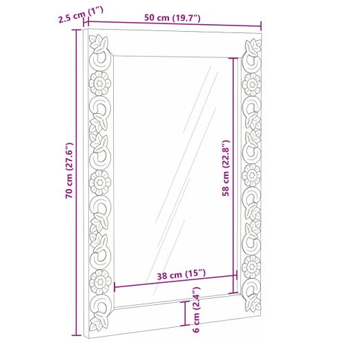 Стенни огледала Бяло 70 x 50 cm Солидно мангово дърво
