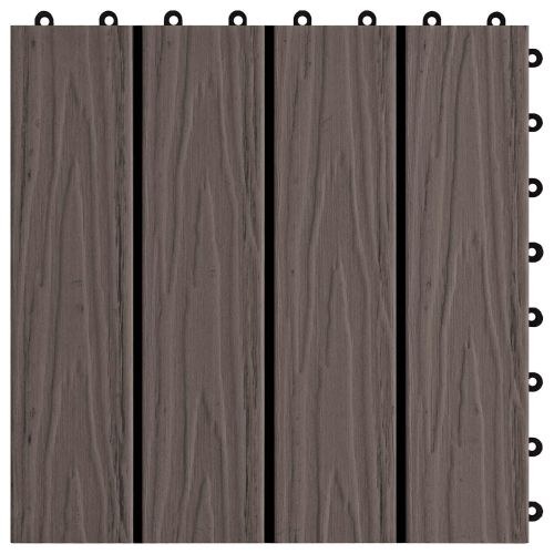 Плочка за decking 3D дизайн 11 бр. Тъмен кафяв 30 x 30 cm WPC