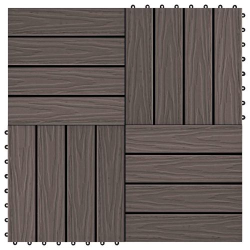 Плочка за decking 3D дизайн 11 бр. Тъмен кафяв 30 x 30 cm WPC