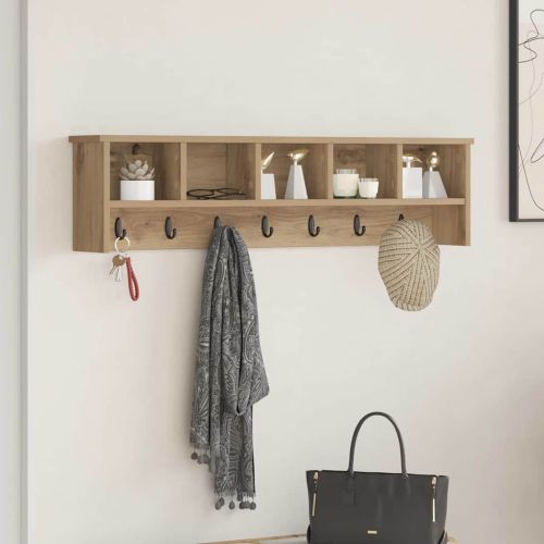 Стенен закачалка за палта с рафт дъб артизан 100 x 16 x 26 см