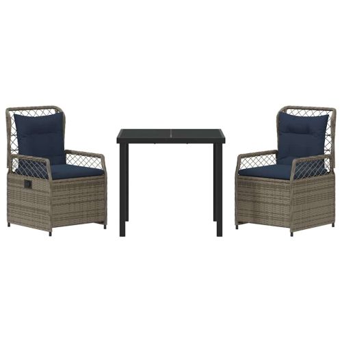 Комплект за хранене в градината 3 pcs Сив полиратан