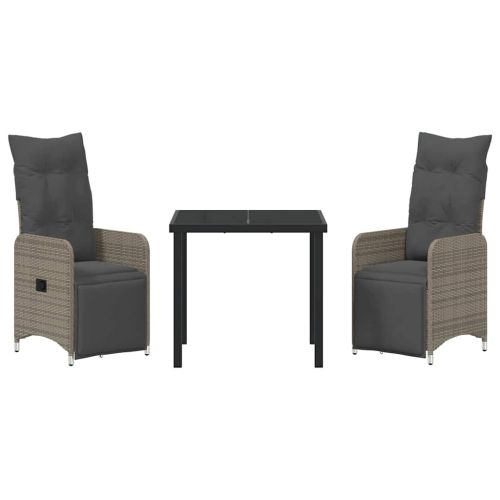 Комплект за хранене в градината 3 pcs Сив полиратан