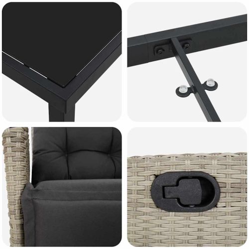 Комплект за хранене в градината 5 pcs Светлосиво полиратан