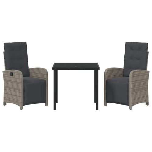 Комплект за хранене в градината 3 pcs Сив полиратан