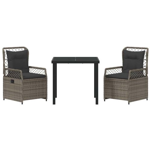 Комплект за хранене в градината 3 pcs Сив полиратан