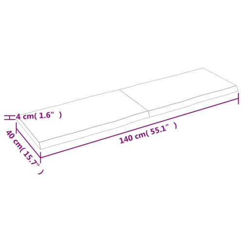Плот за маса светлокафяв 140x40x(2-4) см обработен масивен дъб