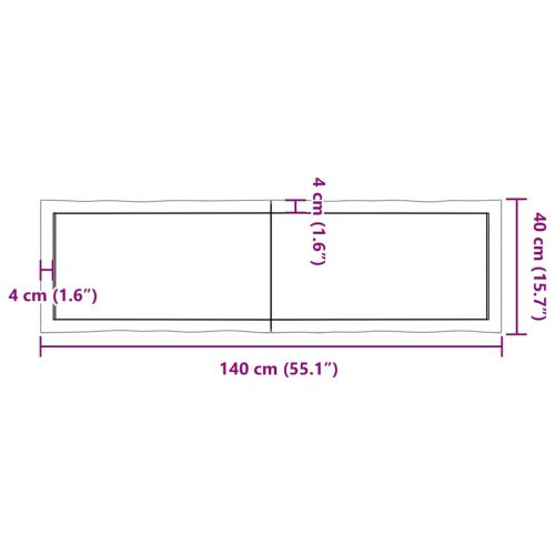 Плот за маса светлокафяв 140x40x(2-4) см обработен масивен дъб