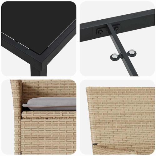 Комплект за хранене в градината 5 pcs Бежово полиратан