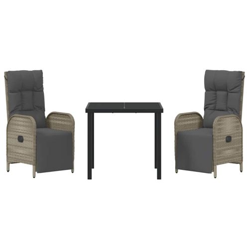 Комплект за хранене в градината 3 pcs Сив полиратан