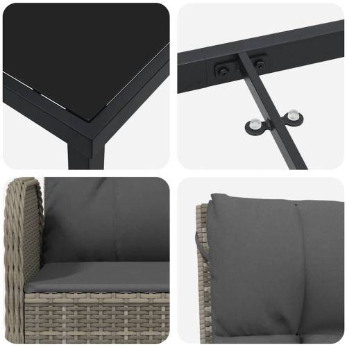 Комплект за хранене в градината 3 pcs Сив полиратан