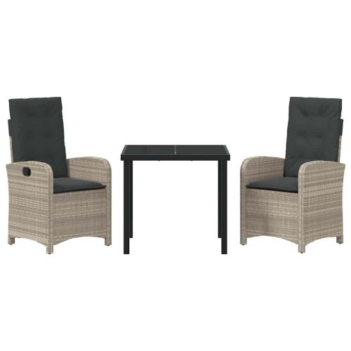 Комплект за хранене в градината 3 pcs Светлосиво полиратан