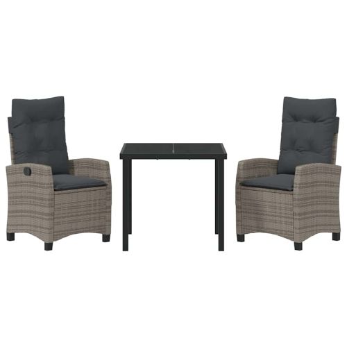 Комплект за хранене в градината 3 pcs Сив полиратан