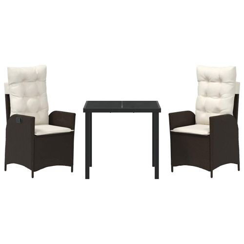 Комплект за хранене в градината 3 pcs Кафяво полиратан