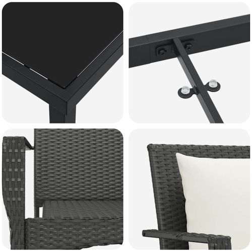 Комплект за хранене в градината 5 pcs Черно полиратан