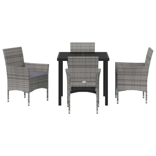 Комплект за хранене в градината 5 pcs Сив полиратан