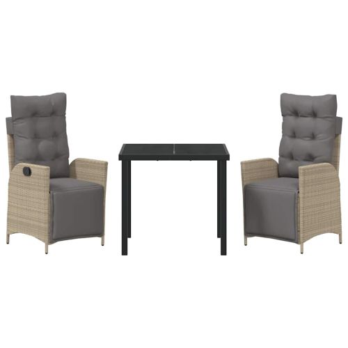 Комплект за хранене в градината 3 pcs Бежово полиратан