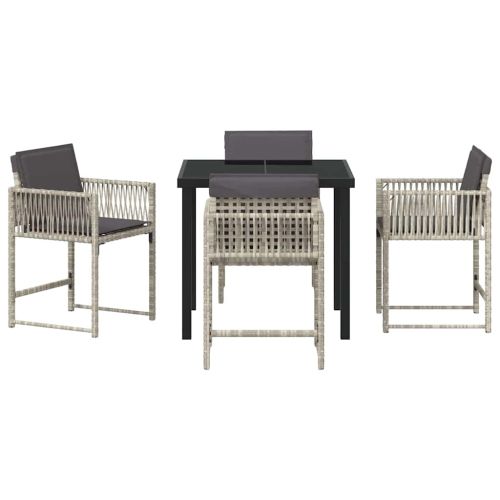 Комплект за хранене в градината 5 pcs Светлосиво полиратан