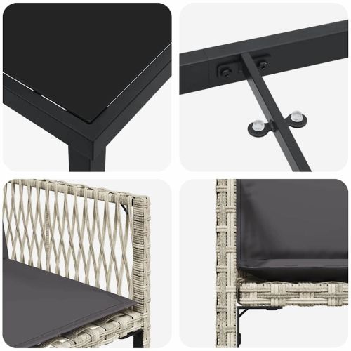 Комплект за хранене в градината 5 pcs Светлосиво полиратан