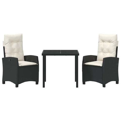 Комплект за хранене в градината 3 pcs Черно полиратан