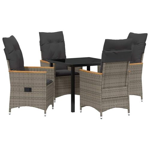 Комплект за хранене в градината 5 pcs Сив полиратан