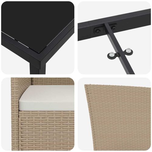 Комплект за хранене в градината 3 pcs Бежово полиратан