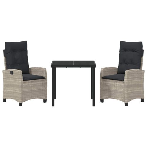 Комплект за хранене в градината 3 pcs Светлосиво полиратан