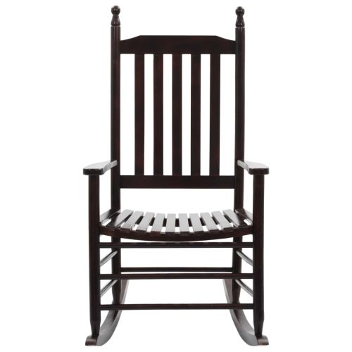 Люлеещ се стол с извита седалка, кафяв, дърво от топола