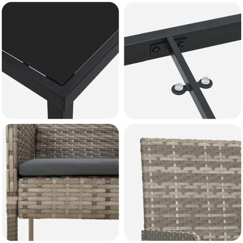 Комплект за хранене в градината 5 pcs Сив полиратан