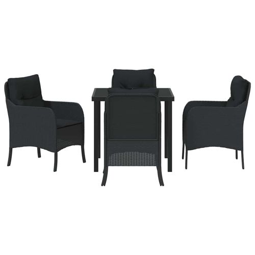 Комплект за хранене в градината 5 pcs Черно полиратан