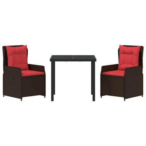 Комплект за хранене в градината 3 pcs Кафяво Полиратан