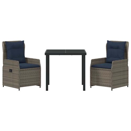 Комплект за хранене в градината 3 pcs Сив Полиратан