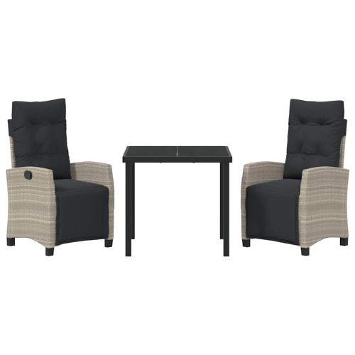 Комплект за хранене в градината 3 pcs Светлосиво полиратан