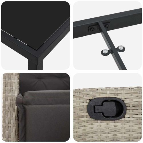 Комплект за хранене в градината 3 pcs Светлосиво полиратан