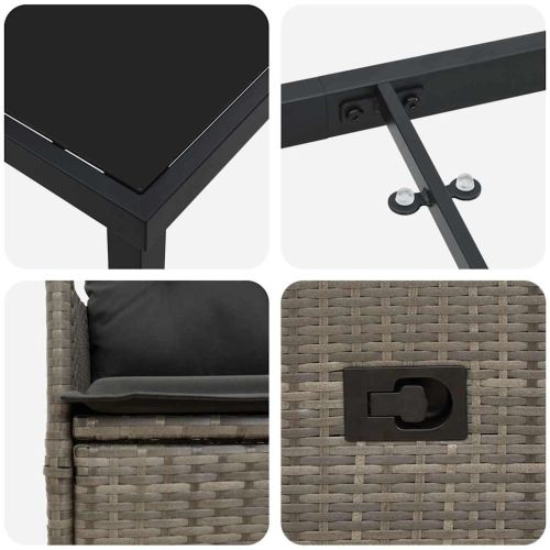 Комплект за хранене в градината 3 pcs Сив полиратан