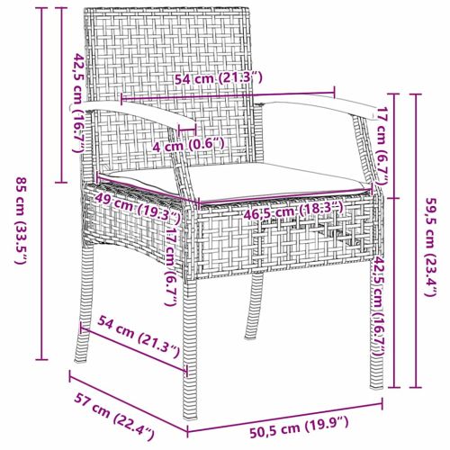 Комплект за хранене в градината с възглавница 5 pcs Черно Ратан