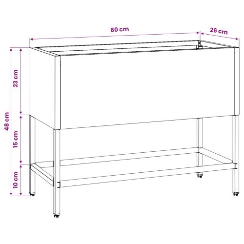 Повдигната градинска саксия Бяло 60 x 26 x 48 см Стомана