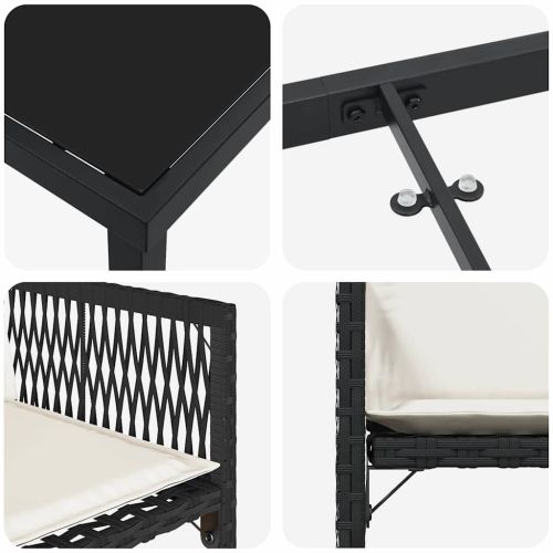 Комплект за хранене в градината 5 pcs Черно полиратан