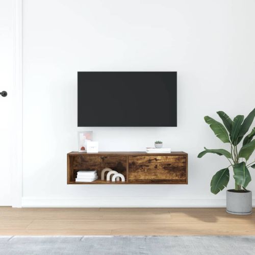 ТВ шкаф опушен дъб 100x31x25,5 см Инженерна дървесина