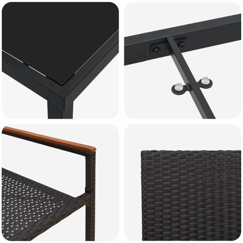 Комплект за хранене в градината 3 pcs Черно полиратан