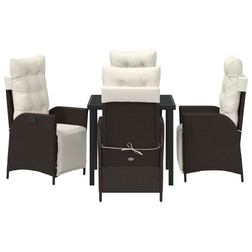 Комплект за хранене в градината 5 pcs Кафяво полиратан