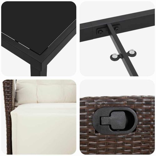 Комплект за хранене в градината 5 pcs Кафяво полиратан