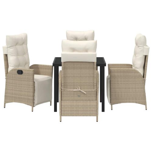 Комплект за хранене в градината 5 pcs Бежово полиратан