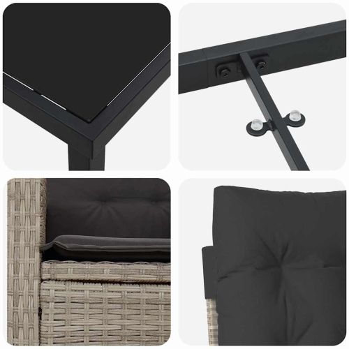 Комплект за хранене в градината 5 pcs Светлосиво полиратан