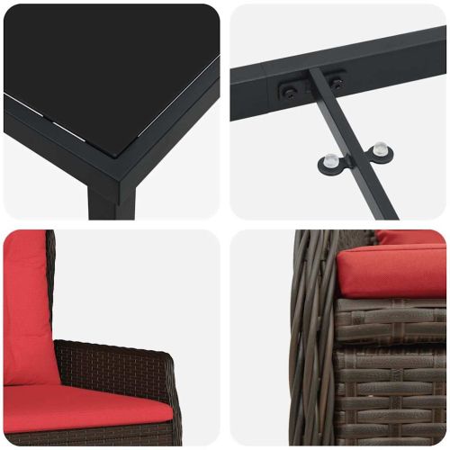 Комплект за хранене в градината 5 pcs Кафяво Полиратан