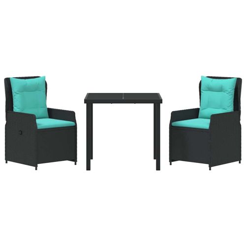 Комплект за хранене в градината 3 pcs Черно Полиратан